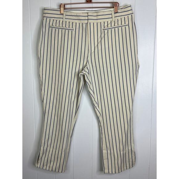 Anthropologie Essential Slim Cropped Pants in Blue Stripe Size 14 - Picture 3 of 10